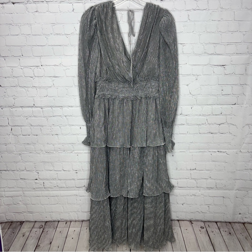 Vici x Emily Travis Silver Tiered Maxi Dress - Picture 3 of 6